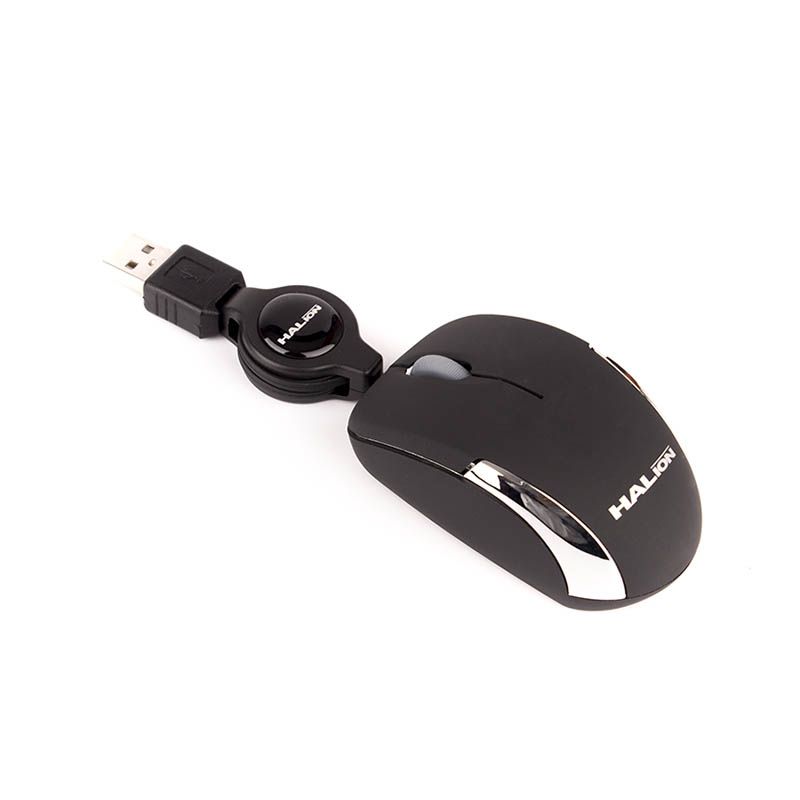 Mouse Halion Hermes Mini M1858 USB Negro Retractil - Imagen 3