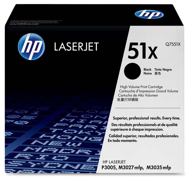 Tóner Hp 51X (Q7551X) Negro 13,000 Pag LaserJet P3005
