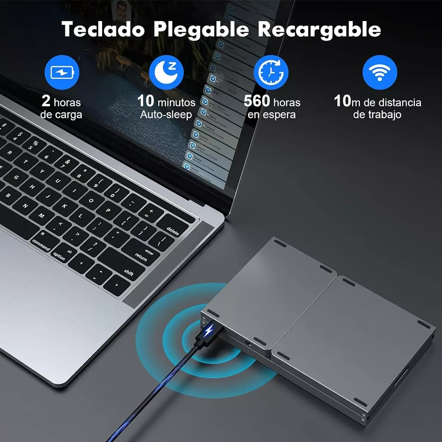 Mini Teclado Plegable Inambrico Bluethooth Touch - Imagen 4